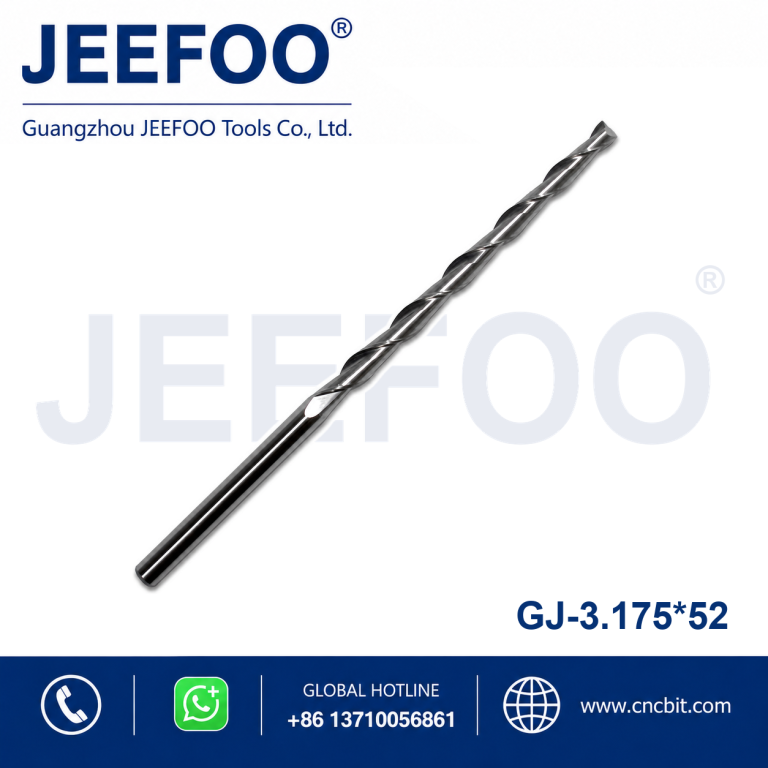 3.175x52 Two Spiral Flute Bits - Two Flutes Spiral Carbide Tools, Carving Tool Bits, End Mill Cutters for CNC Router Machine product image
