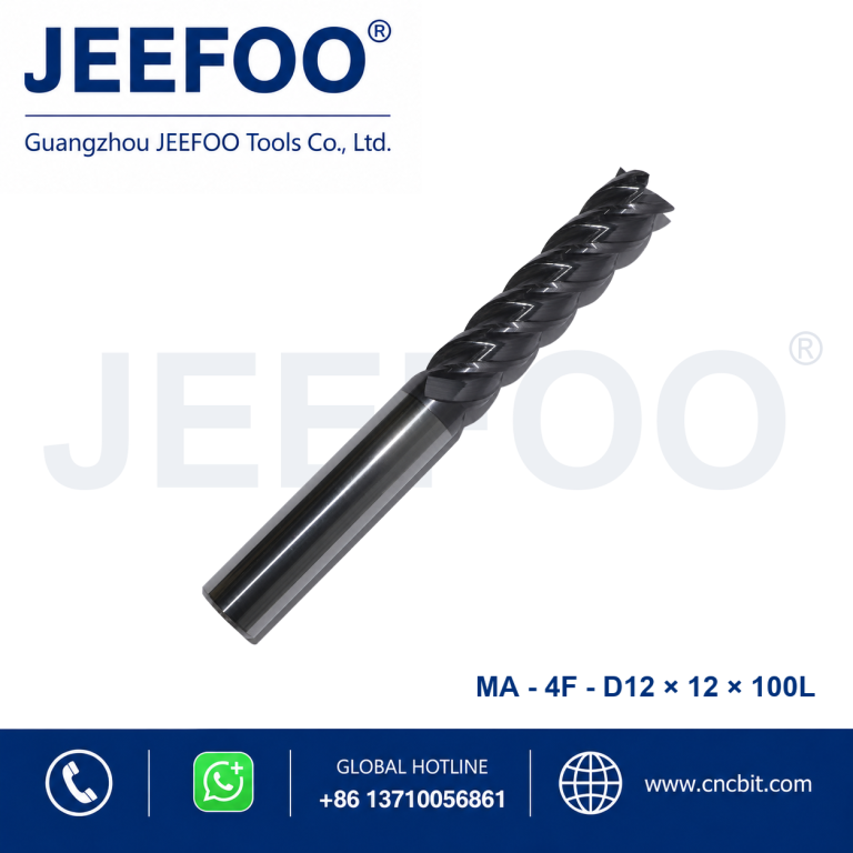 用于 CNC 金属加工的 4Fx12x12x100L 整体硬质合金平底立铣刀