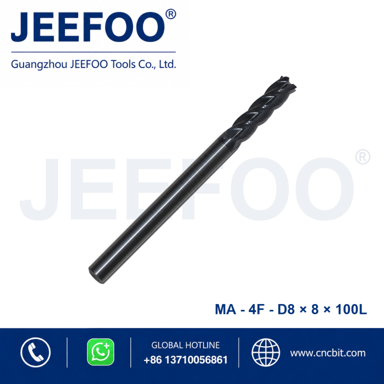 用于 CNC 金属加工的 4Fx8.0x8x100L 整体硬质合金平底立铣刀